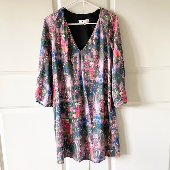 Cor|y Pastel Abstract Print Kimono Style Flowy Dress Size 6 - Picture 1 of 8